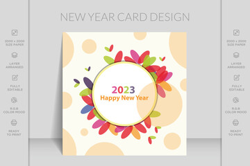 Flat happy new year abstract frame background