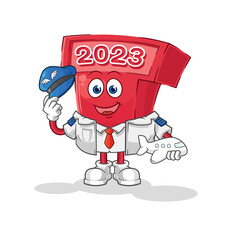 new year 2023 pilot mascot. cartoon vector