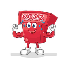 new year 2023 muscular cartoon. cartoon mascot vector