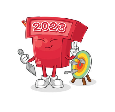 new year 2023 ninja cartoon. character vector
