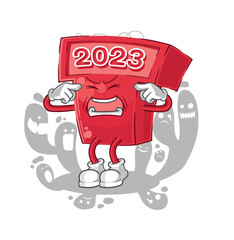 depressed new year 2023 character. cartoon vector