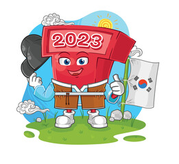 new year 2023 korean culture vector. cartoon character