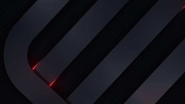 This stock motion graphics video clip of 4K Red Black Glossy Background with gentle overlapping curves on seamless loops.