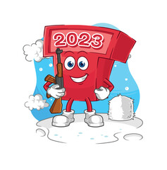 new year 2023 soldier in winter. character mascot vector