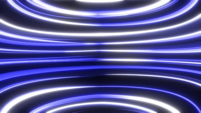 Blue luminous lines raised from magical energy lines and stripes on a black background. Abstract background. Video in high quality 4k, motion graphics design