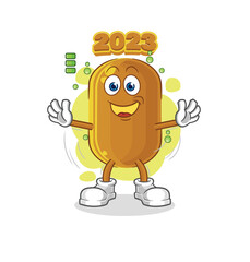 2023 new year full battery character. cartoon mascot vector