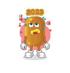 2023 new year low battery mascot. cartoon vector