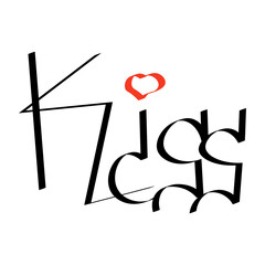 Kiss lettering isolated on the white background