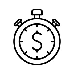 Time is money icon. Quick and easy loan. Timely payment. Pictogram isolated on a white background.