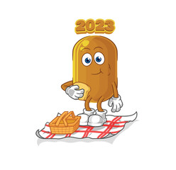 2023 new year on a picnic cartoon. cartoon mascot vector