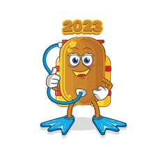 2023 new year diver cartoon. cartoon mascot vector