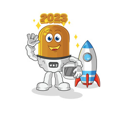 2023 new year astronaut waving character. cartoon mascot vector