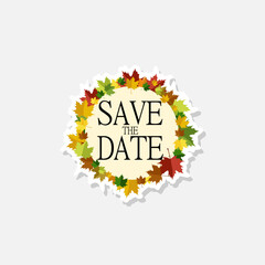 Save the date sticker isolated on white