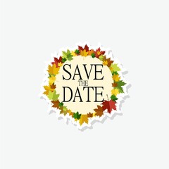 Save the date sticker isolated on white