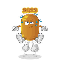 2023 new year fart jumping illustration. character vector