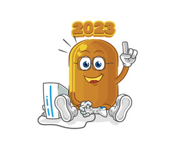 2023 new year playing video games. cartoon character