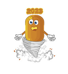 2023 new year in the tornado cartoon character vector