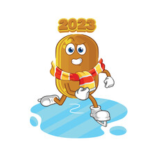 2023 new year ice skiing cartoon. character mascot vector