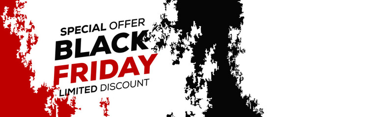 Black Friday Special Offer Limited grunge Discount long banner splat paint