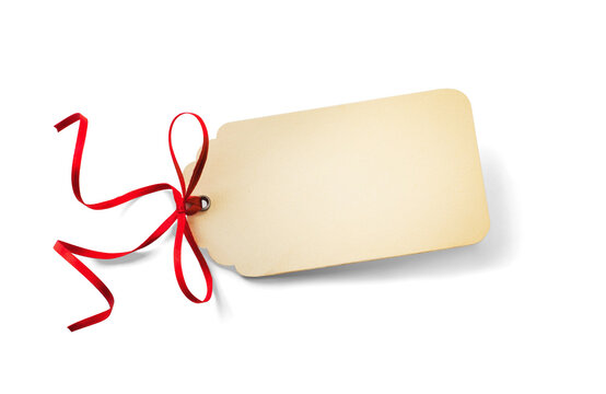 card note chirstmas celebration greeting or holidays gift or price tag with ribbon bow; isolated on transperent background