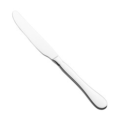 A classic-shaped metal dessert serving knife is isolated on a white background. perfect retouching. Side and top view. Copy space. Advertising, design, layout.