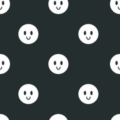 Hand drawn seamless pattern. Smile face emoji