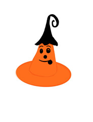 Cute halloween pumpkin with hat flat illustrantion 