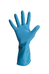Blue glove with no background counting 5