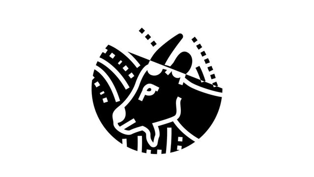 goat chinese horoscope animal glyph icon animation