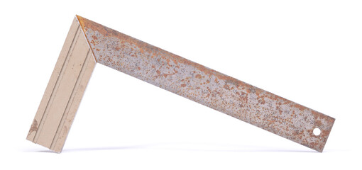 Rusty metal angle ruler isolated