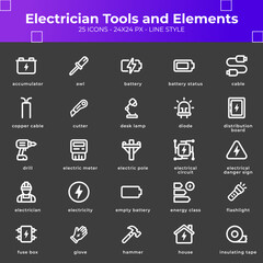 Electrician Tools and Elements Icon Pack