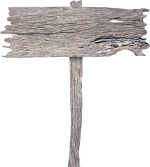 Old wooden sign isolated on white background