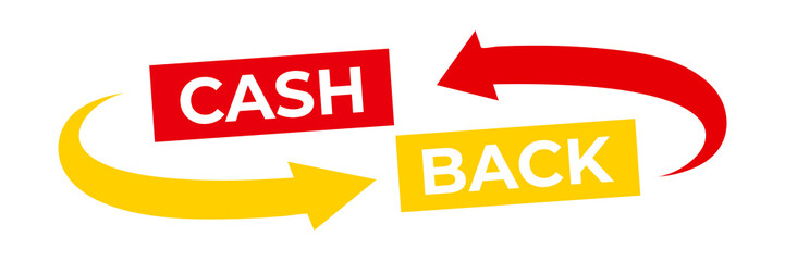 Cashback icon. Cash back service, financial payment label. Money refund badge, cash back deal and return cash from purchases and payment.