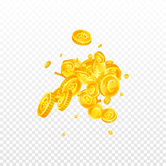 European Union Euro coins falling. Scattered gold