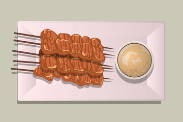 Delicious satay illustration in vector design