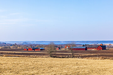 Fototapeta premium Farm in the countryside on a beautiful spring day