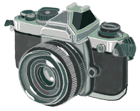 vintage film camera drawing illustration