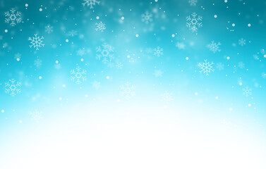 Christmas transparent blue background with snow and snowflakes. Blue to white gradient snow overlay for greeting cards - New Year's Eve 2023