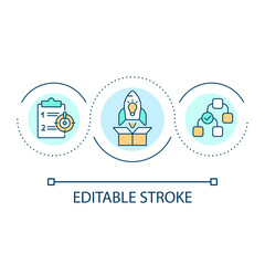 Software deployment schedule loop concept icon. Startup strategy. Release management process abstract idea thin line illustration. Isolated outline drawing. Editable stroke. Arial font used