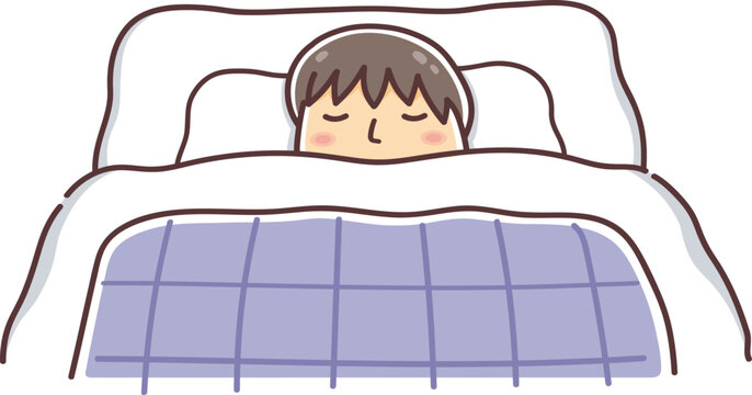 recommend clip art: 布団で眠る若い男性のイラスト