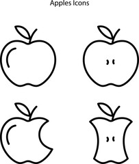 Apple icon. Apple with leaf. outline fruit icon. Healthy food. apple icon isolated on white background. Flat simple icon