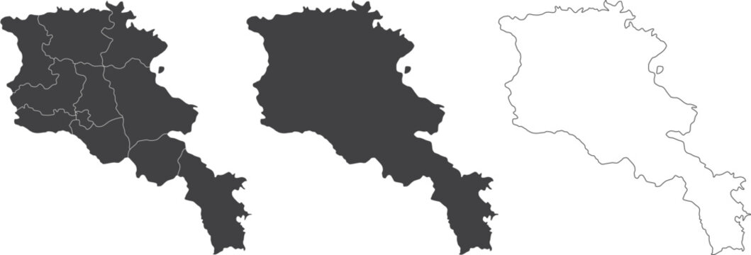 set of 3 maps of Armenia - vector illustrations	
