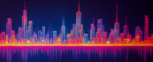background with city stripes lights generative ai illustration