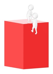 3d character , man lifting upward , helping another character