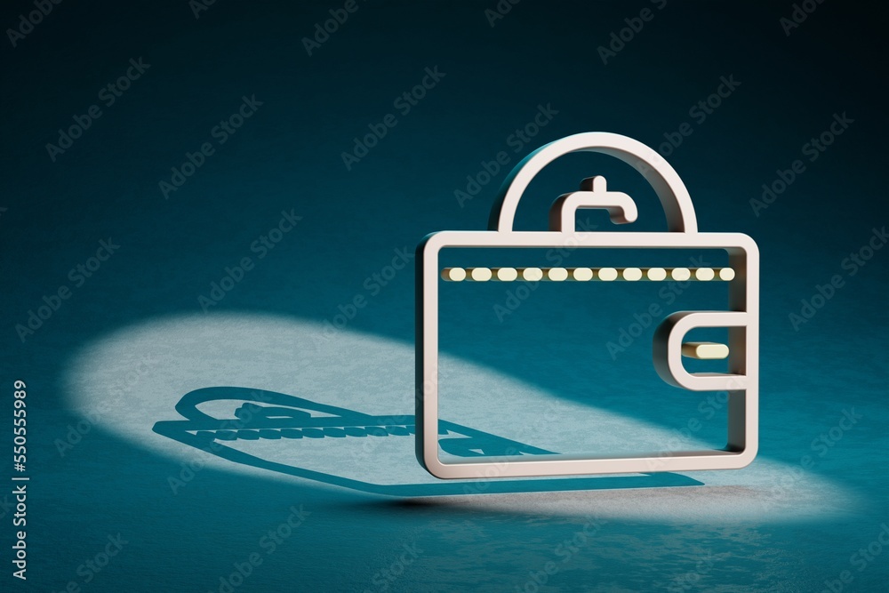 Fototapete Beautiful abstract illustrations Cryptocurrency Wallet symbol icon on a dark blue background. 3d rendering illustration. Background pattern for design.