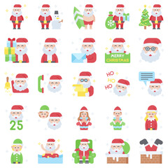 Santa Claus related vector icon set