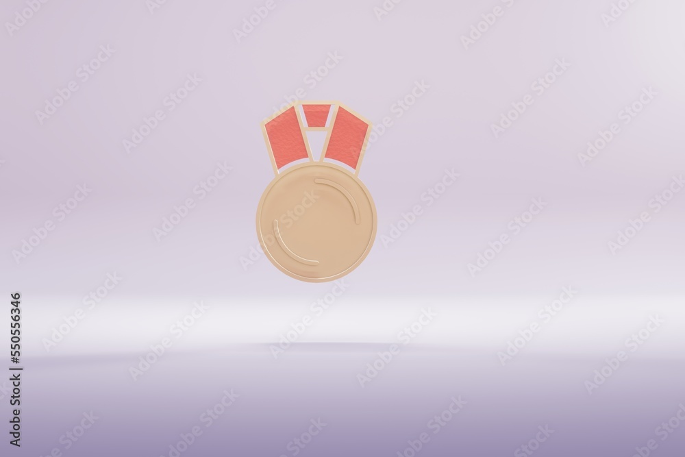 Aufkleber beautiful illustration golden medal symbol icons on a bright pink background. 3d rendering illustrat