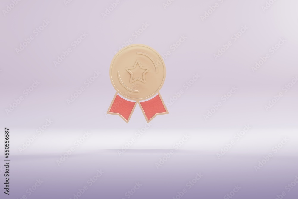 Aufkleber beautiful illustration golden star badge symbol icons on a bright pink background. 3d rendering illu