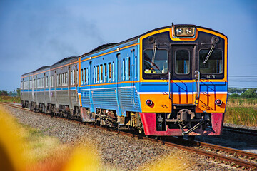 Obraz premium Diesel railcar on the railway.