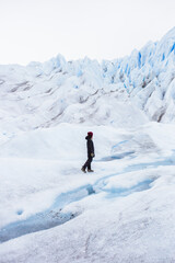 Tourist at Perito Moreno Glacier National Park Patagonia Argentina